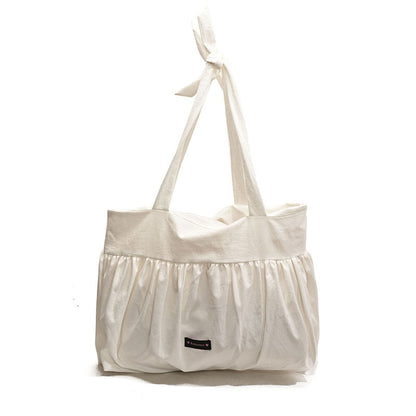 Women's large-capacity ins style new spring and summer versatile simple casual pleated polka dot shoulder college student tote bag