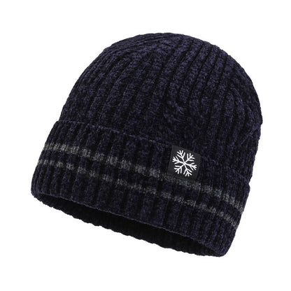 Winter Men's Duck Tongue Ear Cap Fleece Thick Warm Pullover Hat Youth Outdoor Riding Knitted Wool Hat Ski Cap