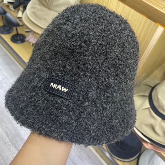 Color fashion show face small knitted basin hat Japanese plain bucket hat women's autumn and winter bucket hat Korean version versatile