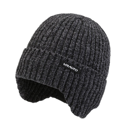 Winter warm knitted wool hat men's fleece thickened hat young students cycling cold ear hat foreign trade