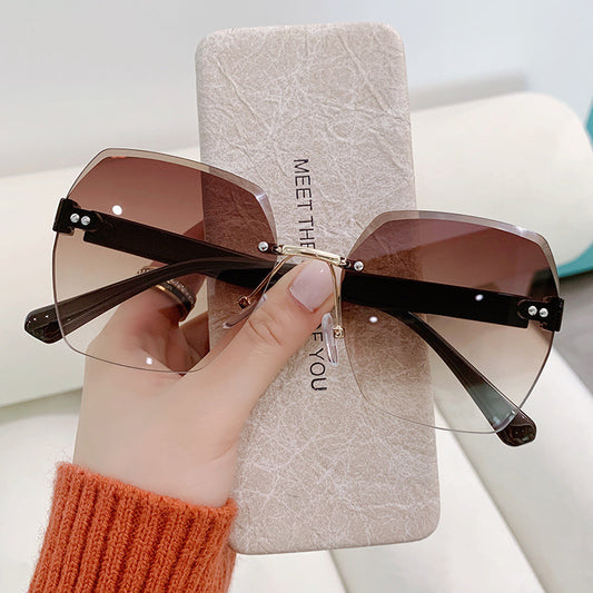 2023 new frameless trimmed sunglasses Internet celebrity trend women's versatile sunshades fashion street sunscreen sunglasses