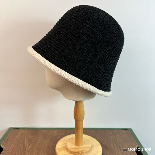 Xiaoxiangfeng color matching fisherman's hat children's autumn and winter face small wool basin hat big head circumference plain knitted bucket hat