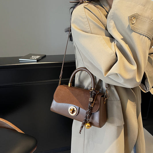 Winter portable commuter bag women's 2024 new trendy retro small square bag simple foreign style single shoulder oblique span bag
