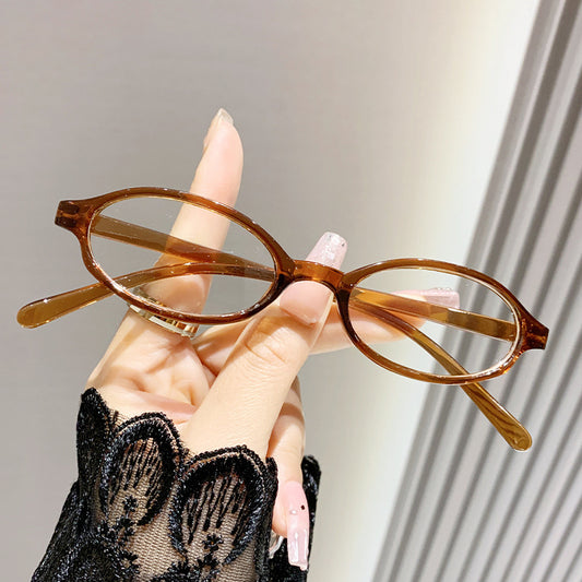 Y2K Spice Girl Japan and Korea retro small oval glasses frame women's anti-blue glasses personalized animation concave flat glasses