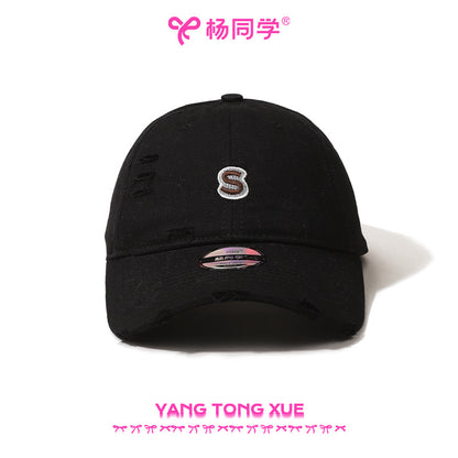 [Student Yang] S Embroidered Baseball Cap Big Head Circumference Show Face Small Hat Women's Deep Top Cap Big Face Wide Brim