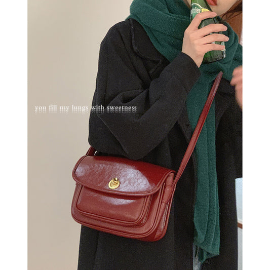 Wedding banquet red bag women's 2022 winter new retro briefcase versatile large-capacity messenger bag messenger bag