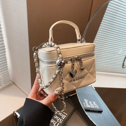 Xiaoxiangfeng handbag bag 2024 new embroidery thread versatile box bag high-end fashion simple shoulder messenger bag