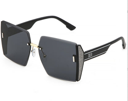 2022 new square frameless trimmed sunglasses Internet celebrity personality big-name glasses big-frame fashion sunglasses wholesale