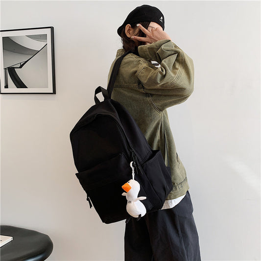 College student schoolbag simple solid color computer backpack couple versatile backpack men's large capacity backpack cross-border wholesale