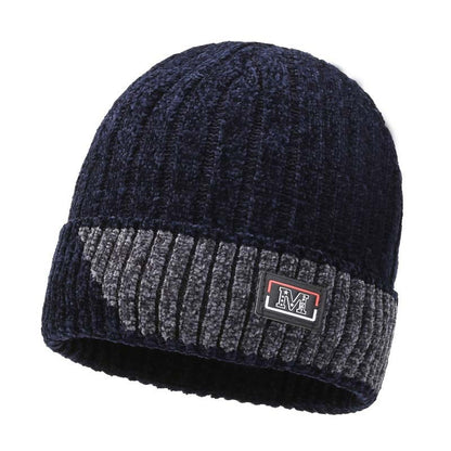 Winter warm knitted wool hat men's fleece thickened hat young students cycling cold ear hat foreign trade