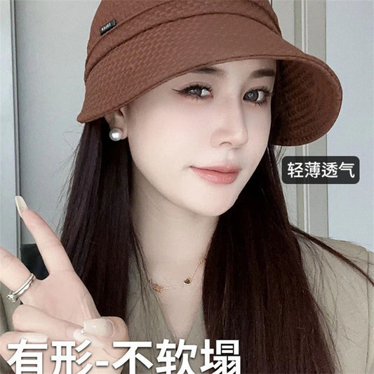 Zhao Ruth same hat women's spring and autumn sun protection bucket hat UV protection sun hat big head circumference sunshade sun hat