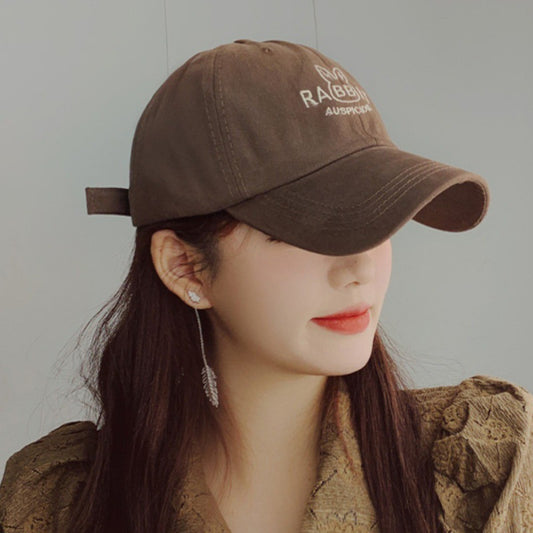 Year of the Rabbit cute fun embroidery rabbit baseball cap children fashion show face small couple versatile personality simple cap men