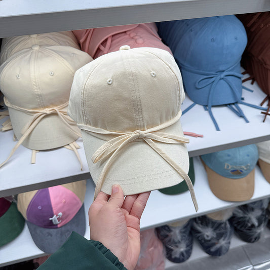 Wholesale Korea 2024 new personalized straps bow baseball cap spring and summer travel sunshade sun protection cap