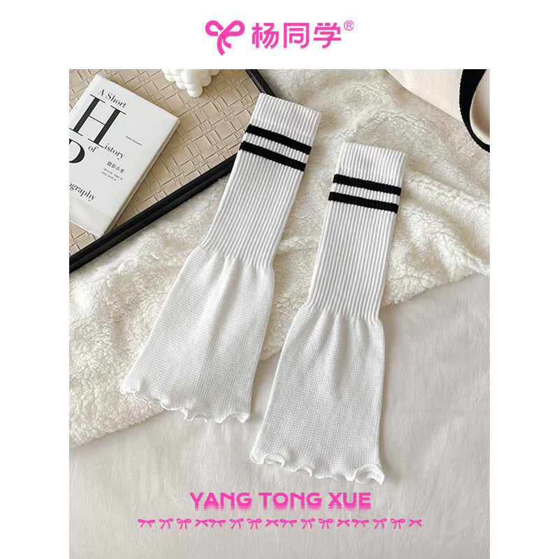 [Student Yang] Wear gray bow lace socks for women's knitted summer girl sweet ballet stacking socks
