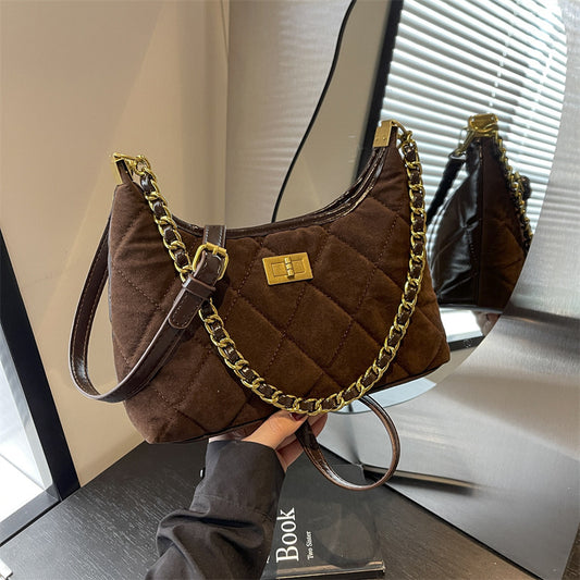 Xiaoxiangfeng bag women's 2024 autumn new fashion diamond chain underarm bag Korean version niche design shoulder bag