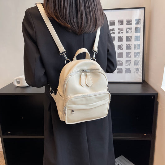 2023 new niche foreign style backpack bag women's high-end texture soft leather fashion versatile leisure travel backpack