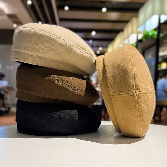 Woolen beret children autumn and winter British retro versatile painter beret Korean version simple solid color shows small face