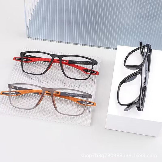 2023 fashion sports anti-blue glasses, the same two-color temple for men and women, silicone material, sweat-proof myopia glasses