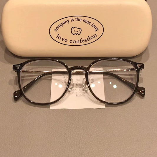 Xiaohongshu same coconut gray myopia glasses female student degree thin cold tea butterfly frame plain glasses frame