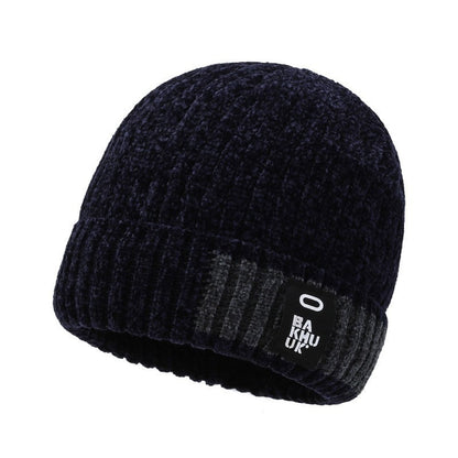 Winter warm knitted wool hat men's fleece thickened hat young students cycling cold ear hat foreign trade