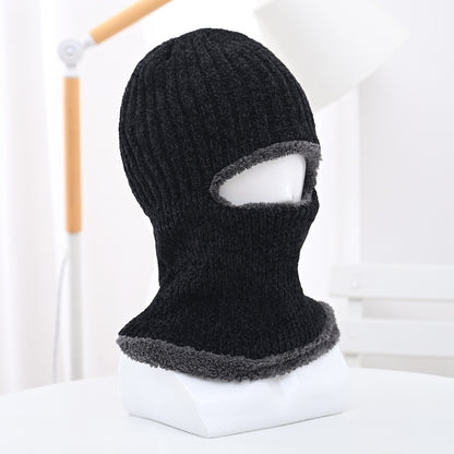 Winter men's hat outdoor cycling cold-proof velvet warm knitted hat ear protection neck cover integrated wool hat