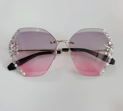 2022 new sunglasses women's UV protection sun protection diamond rhinestone sunglasses women's personality crystal ins Korean version tide