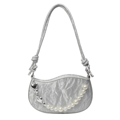 Women's small bag 2024 new fashion foreign style shoulder messenger bag women's texture Korean version of pearl chain small square bag