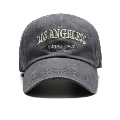 Women's big head circumference baseball cap old washed hat men's American wide brim retro small face trend embroidered cap