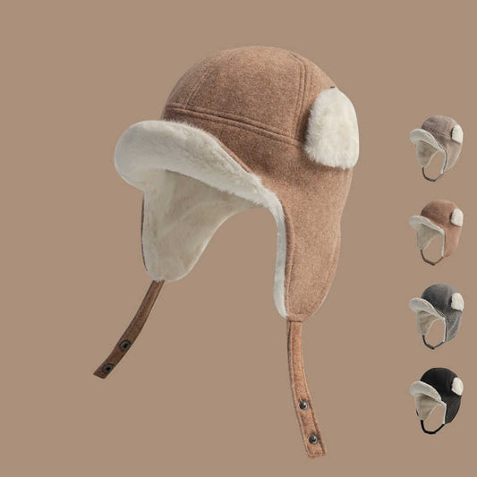 Warm woolen Lei Feng hat children autumn and winter skiing thickened cold protection ear protection flying hat plush Northeast cotton hat men