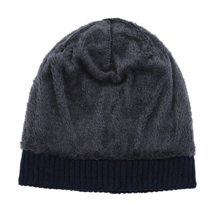 Winter new knitted hat men's fleece thickened warm cover wool hat student riding cold protection ear hat tide