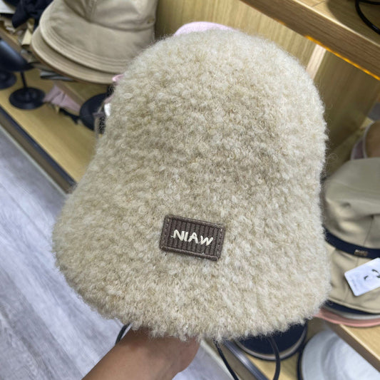 Color fashion show face small knitted basin hat Japanese plain bucket hat women's autumn and winter bucket hat Korean version versatile