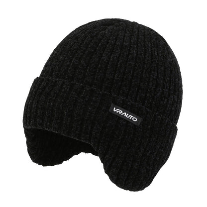 Winter warm knitted wool hat men's fleece thickened hat young students cycling cold ear hat foreign trade