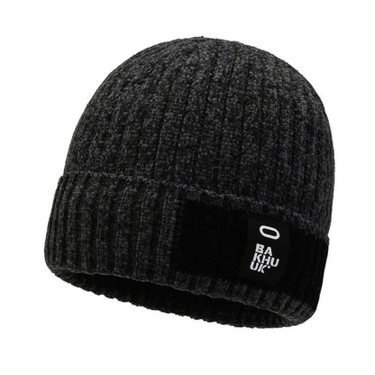 Winter warm knitted wool hat men's fleece thickened hat young students cycling cold ear hat foreign trade