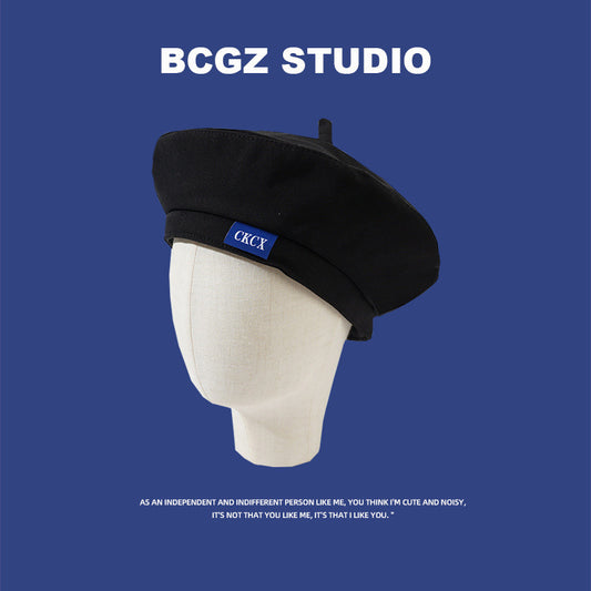 Zhao Ruth same black beret female summer ins Internet celebrity bud hat design sense niche thin painter hat