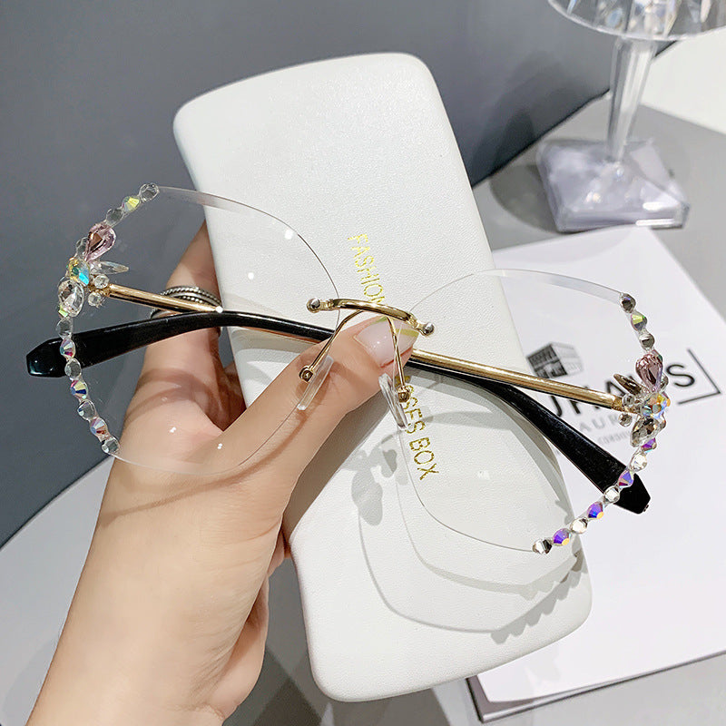 2022 new sunglasses women's UV protection sun protection diamond rhinestone sunglasses women's personality crystal ins Korean version tide