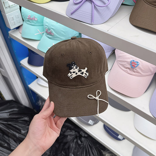 Wholesale Korea 2024 new Korean version cap female cartoon puppy bow soft top baseball cap shows small face