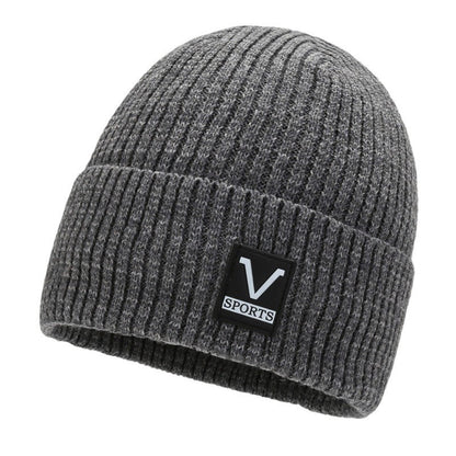 Winter new knitted hat men's fleece thickened warm cover wool hat student riding cold protection ear hat tide
