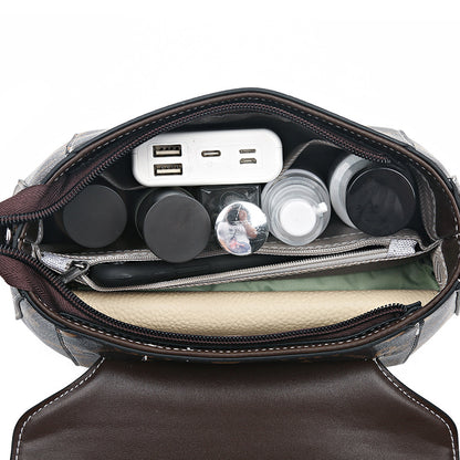 Women's bag new 2025 fashion versatile shoulder messenger small square bag letter printing portable texture bag women