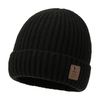 Winter warm knitted wool hat men's fleece thickened hat young students cycling cold ear hat foreign trade