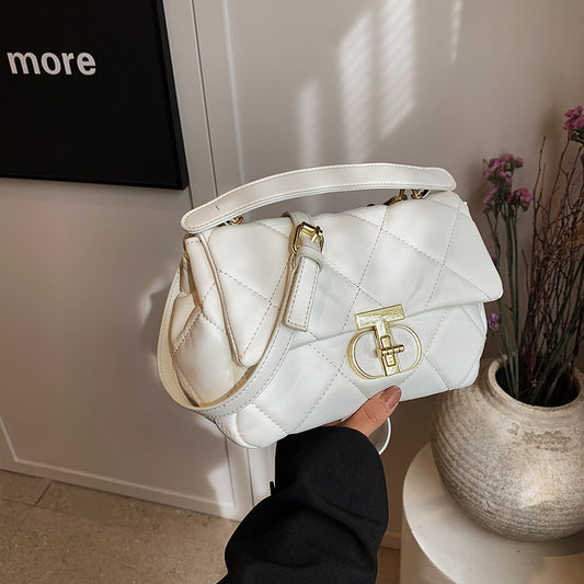 Women's simple texture lock small bag Women's 2025 spring new foreign style ins messenger bag Korean version small square bag