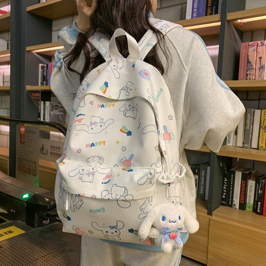 College women's simple backpack casual and light shopping Yugui dog cute backpack junior high school high school student schoolbag