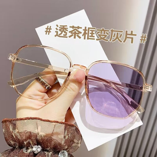2023 new polygon advanced color-changing glasses one mirror three-purpose high definition color-changing myopia glasses anti-blue light