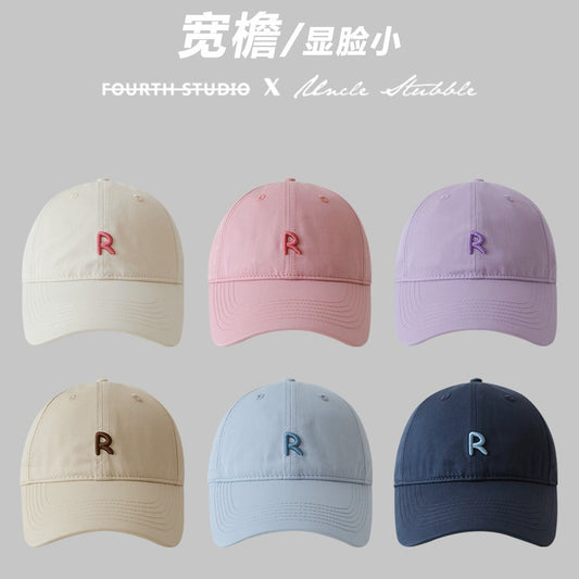 Wide brim design shows the face, small baseball cap for girls, thin breathable sun hat in summer, big brim soft top cap for men