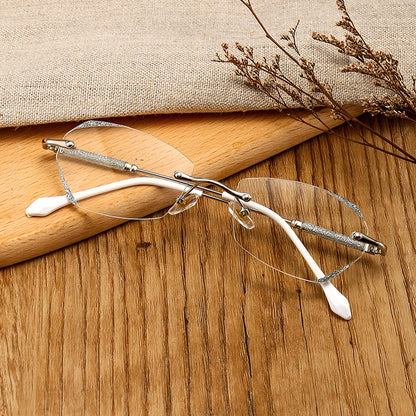 2022 new trimmed star fine flash anti-blue reading glasses Douyin same men's and women's flower glasses rimless glasses
