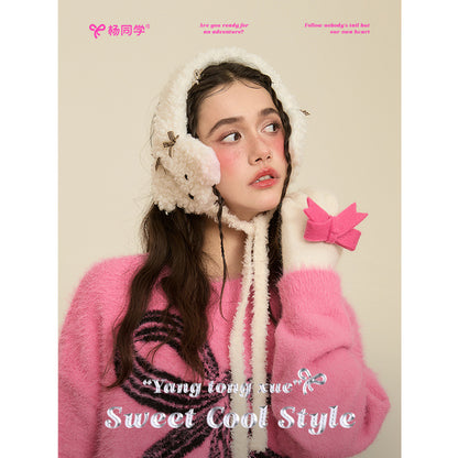 Classmate Yang strictly selects cute plush puppy earmuffs, female autumn and winter earmuffs, cute solid color warm and cold earmuffs