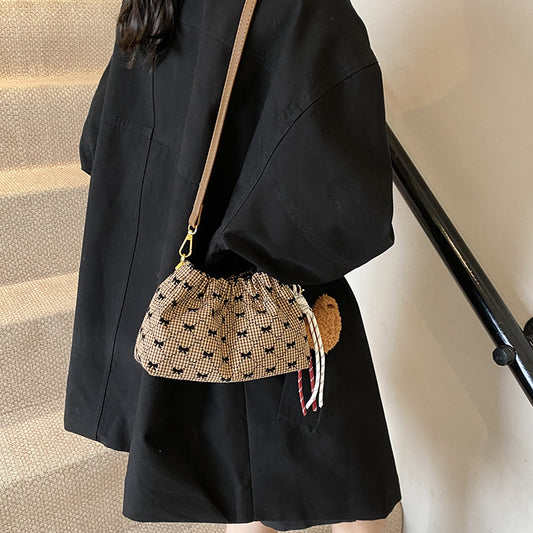 Women's bag fashion leopard print women's bucket bag 2024 autumn new drawstring lucky bag bag chain shoulder messenger bag