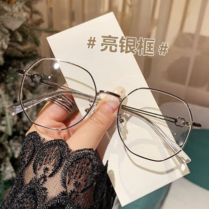 2023 fashionable metal small frame glasses, high-end couple anti-blue light glasses, plain street glasses can be matched with glasses