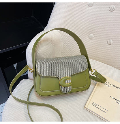 Women's bag fashionable versatile saddle bag French niche shoulder bag 2024 summer new contrasting color simple messenger bag