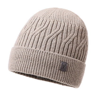 Winter new knitted hat men's fleece thickened warm cover wool hat student riding cold protection ear hat tide