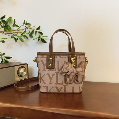 Women's high-end printed small bag Women's 2025 new large-capacity commuter shoulder crossbody vegetable basket bucket bag